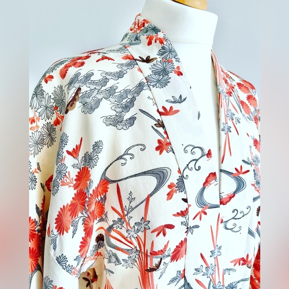 Vintage Haori Kimono Jacket Genuine Japanese in garden design size 10-14UK - Picture 7 of 10